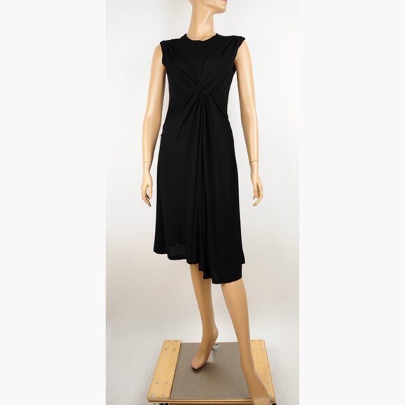 BALENCIAGA BLACK DRESS WITH CAPELET STRETCH JERSEY RUCHING - Picture 5 of 11